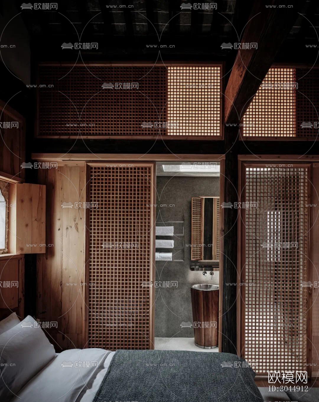 中式酒店民宿效果图下载（渲染图8）