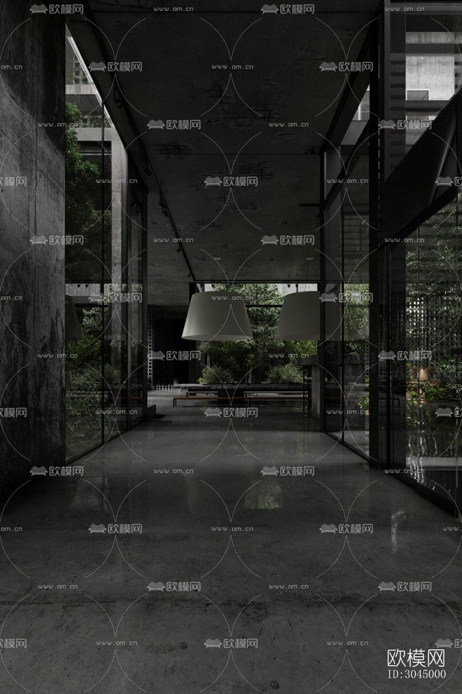 高级灰西餐厅效果图下载（渲染图9）