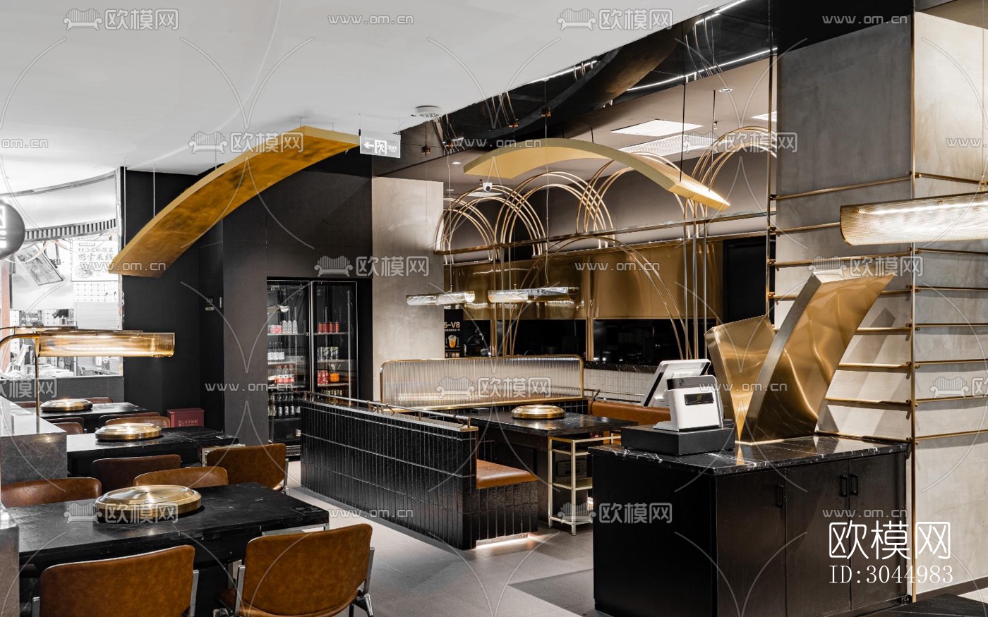 高级灰火锅烤肉效果图下载（渲染图14）