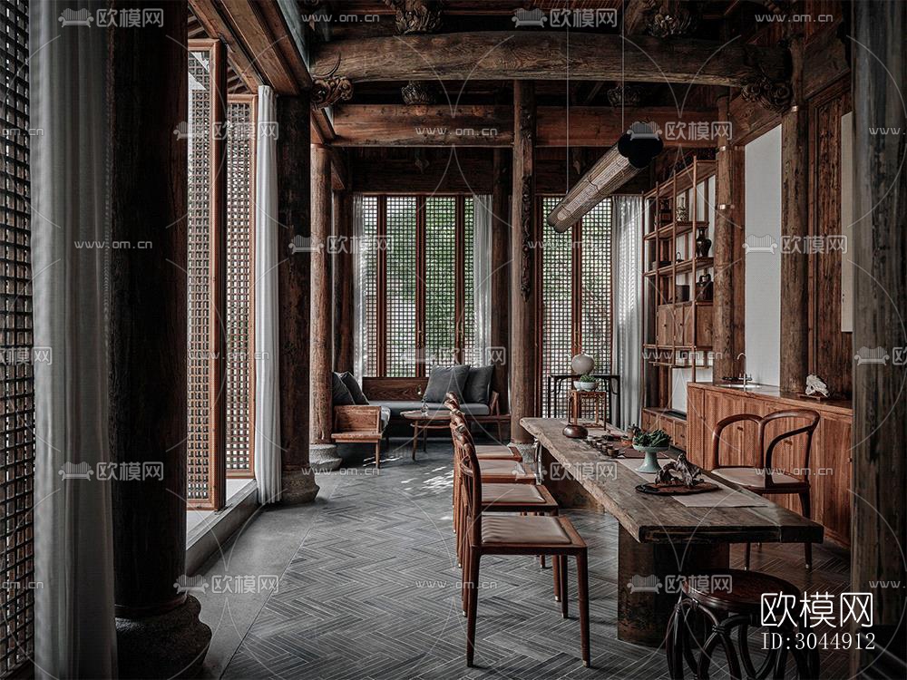 中式酒店民宿效果图下载（渲染图2）