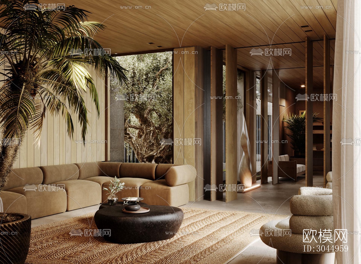 侘寂平层效果图下载（渲染图3）