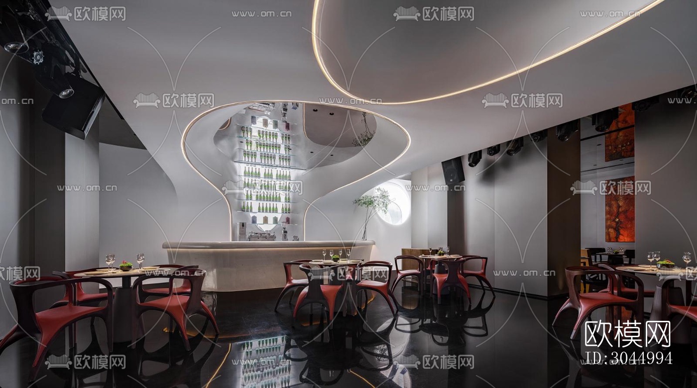 现代西餐厅效果图下载（渲染图10）