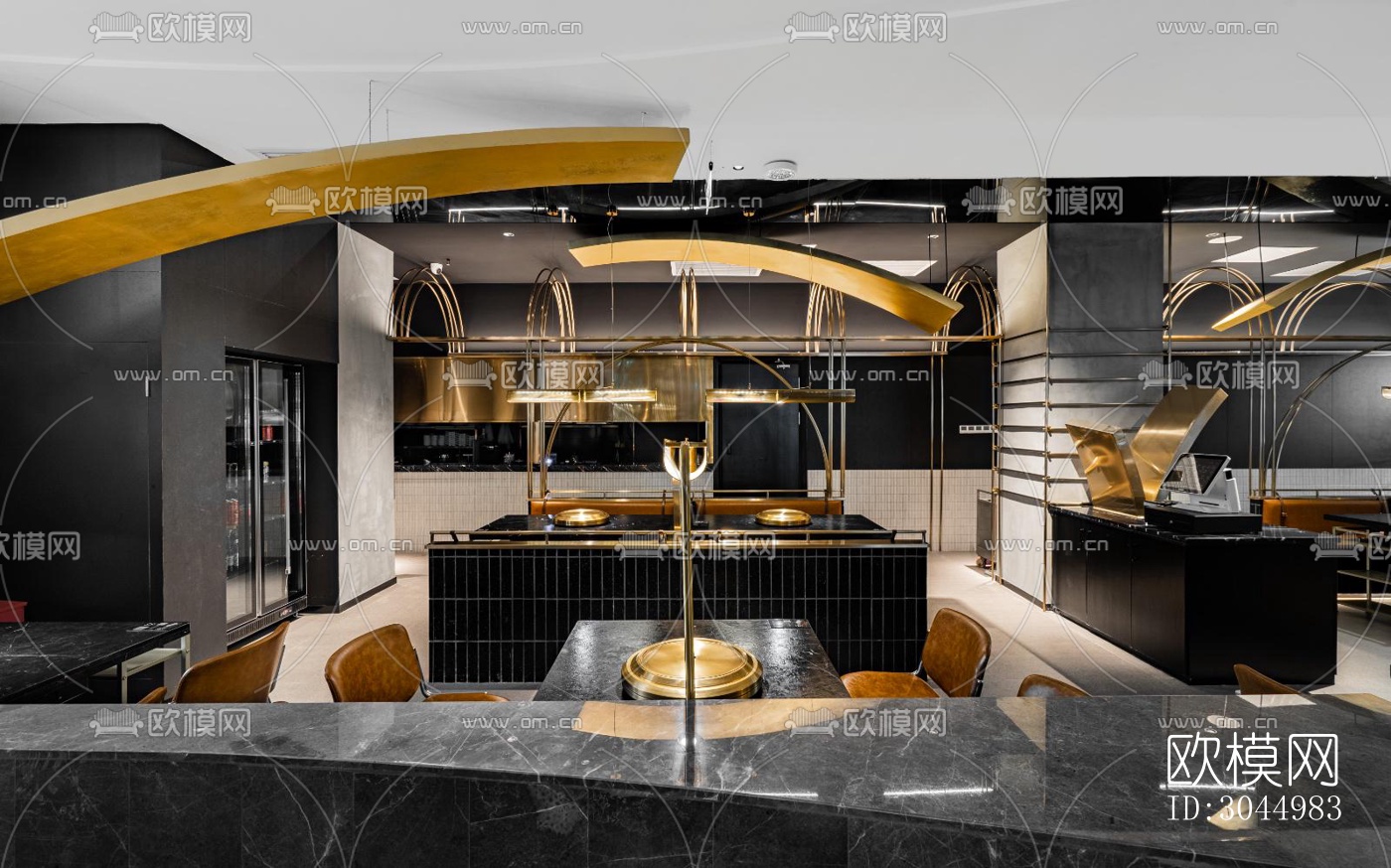 高级灰火锅烤肉效果图下载（渲染图9）