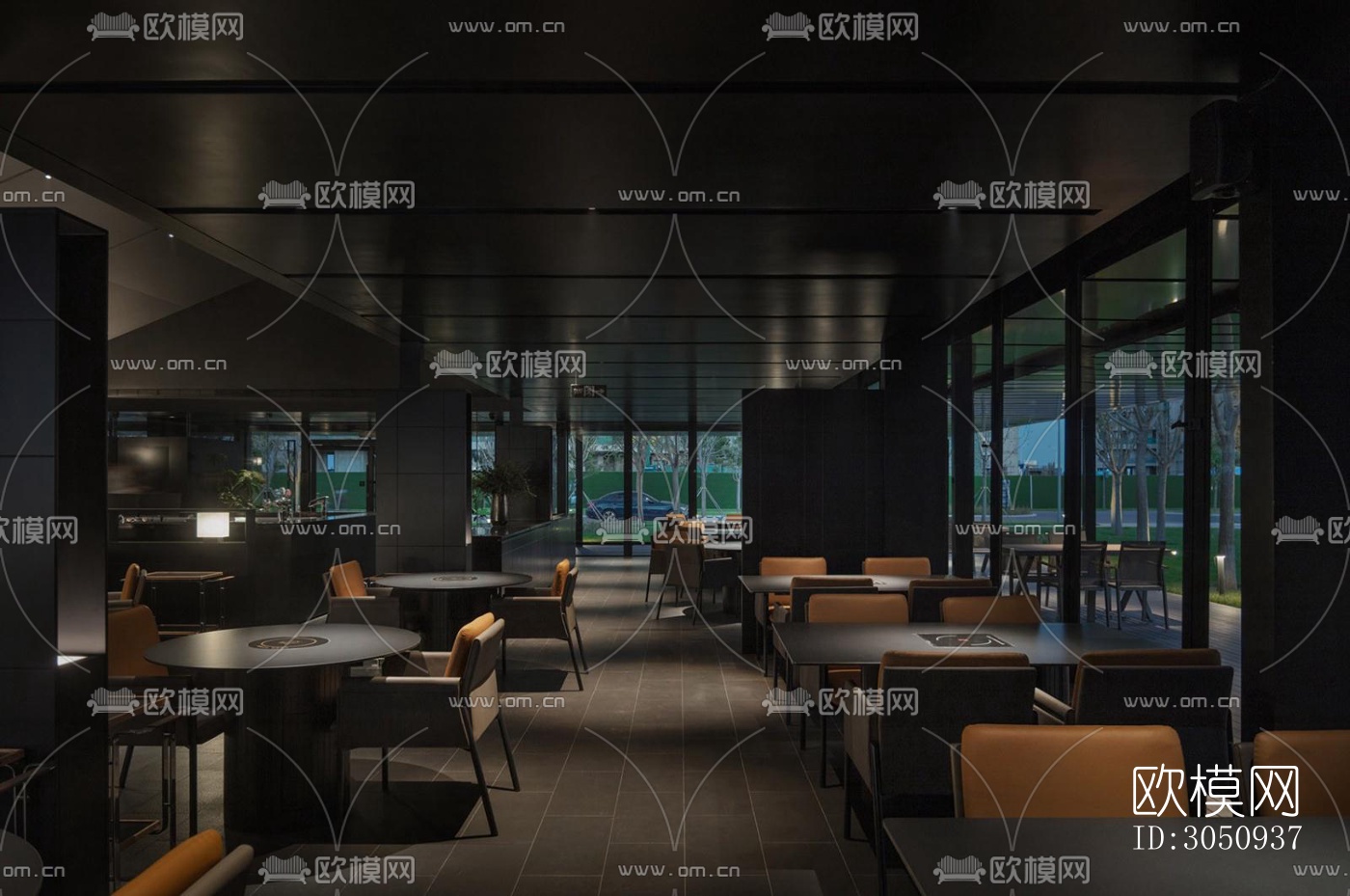 高级灰火锅烤肉效果图下载（渲染图3）