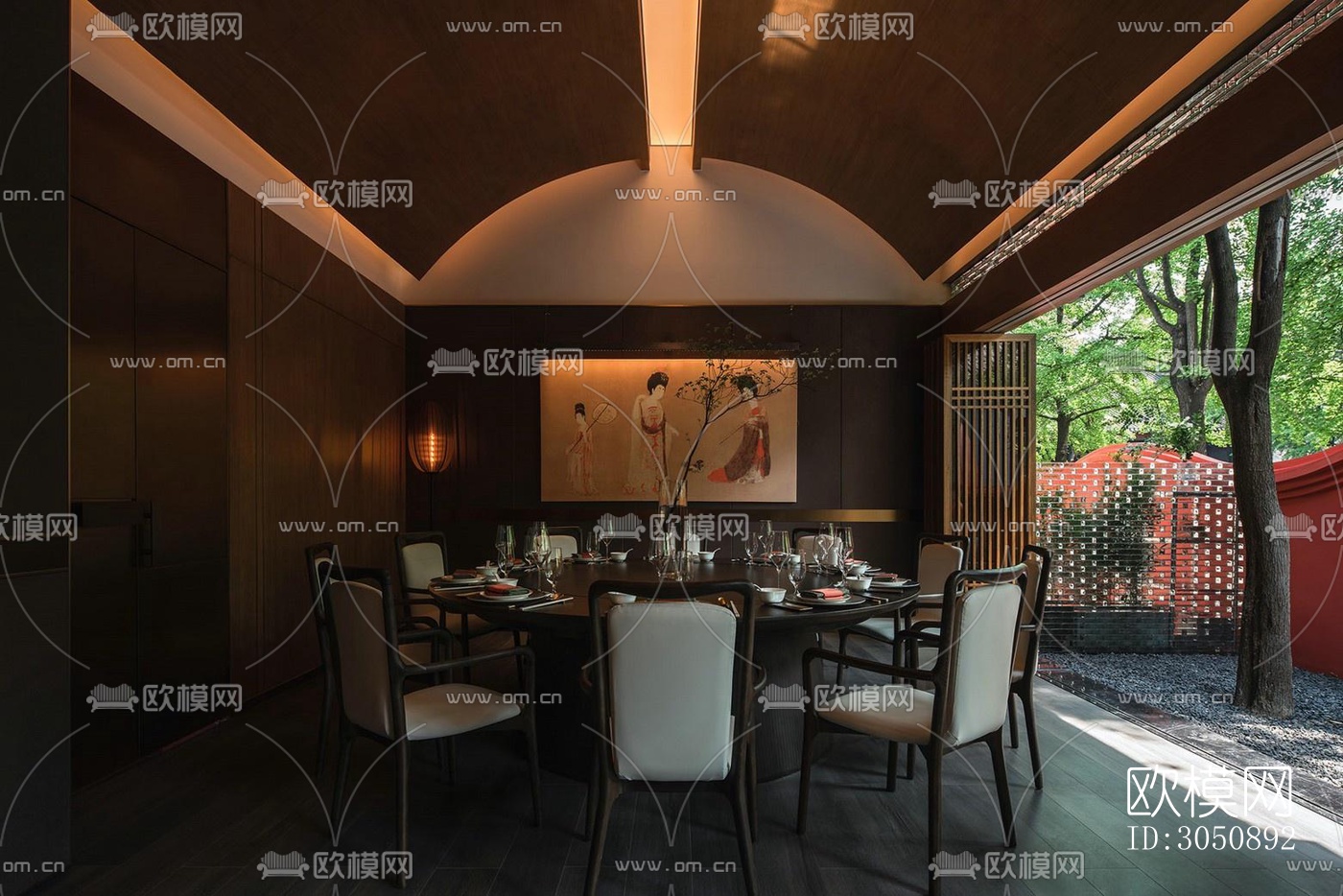 新中式中餐廳效果圖下載（渲染圖5）