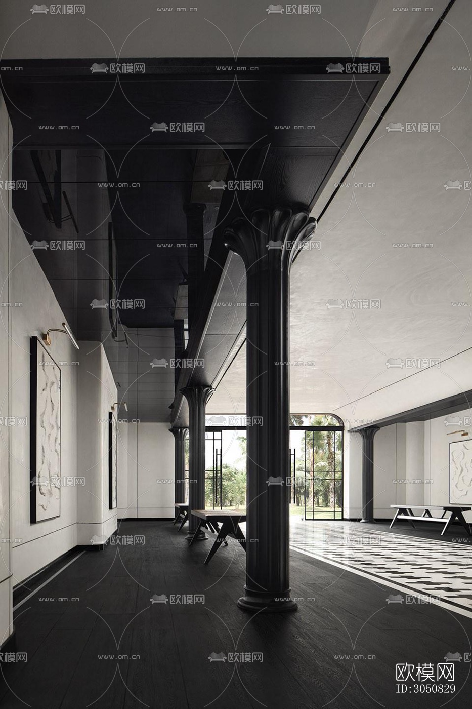 中古风酒店民宿效果图下载（渲染图4）