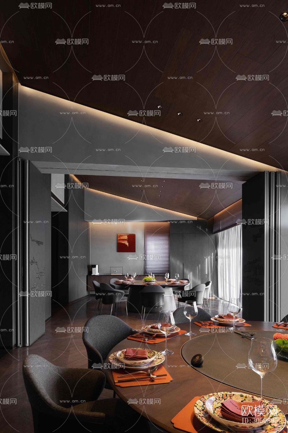 现代中餐厅效果图下载（渲染图5）