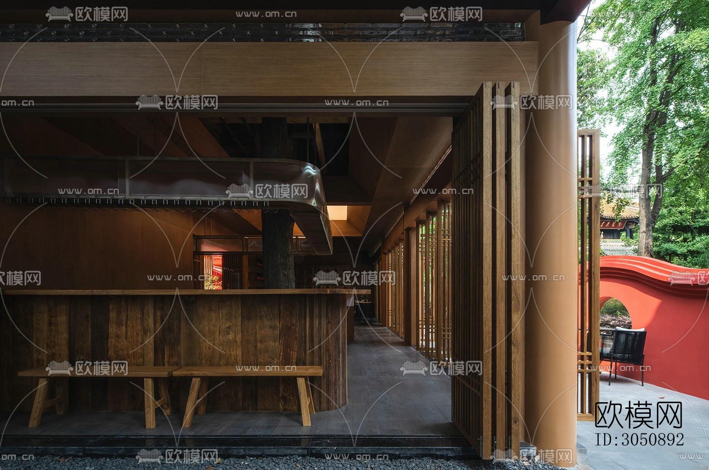 新中式中餐廳效果圖下載（渲染圖17）