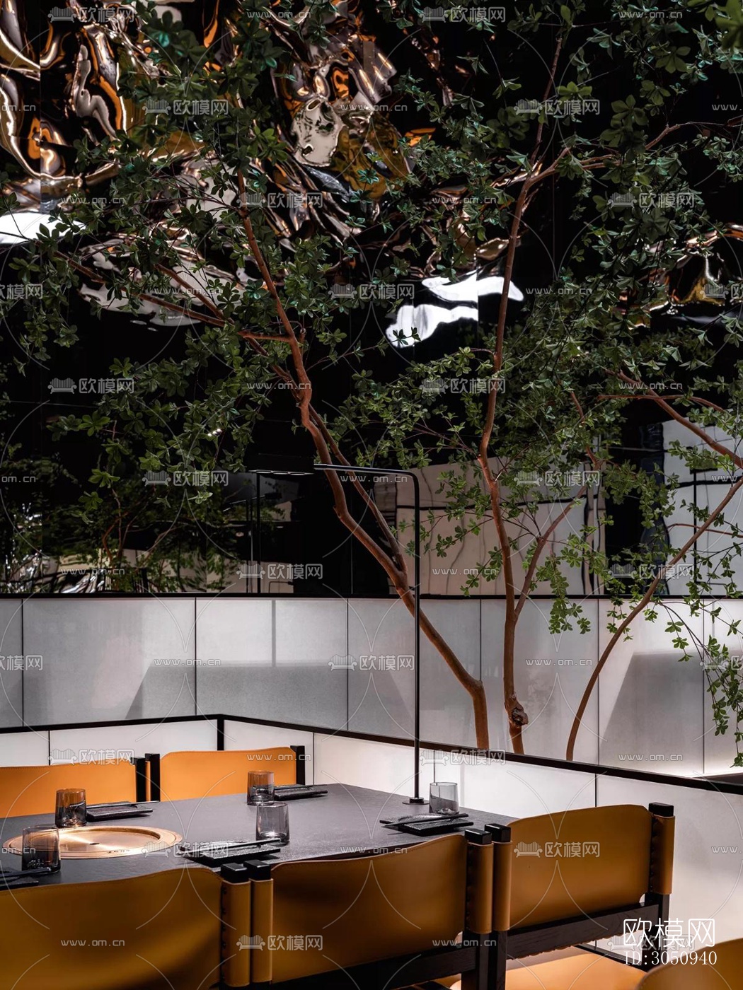 高级灰火锅烤肉效果图下载（渲染图14）