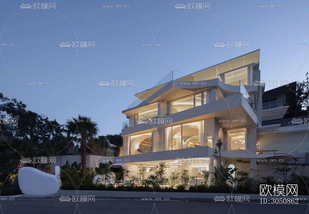 现代酒店民宿效果图下载（渲染图10）