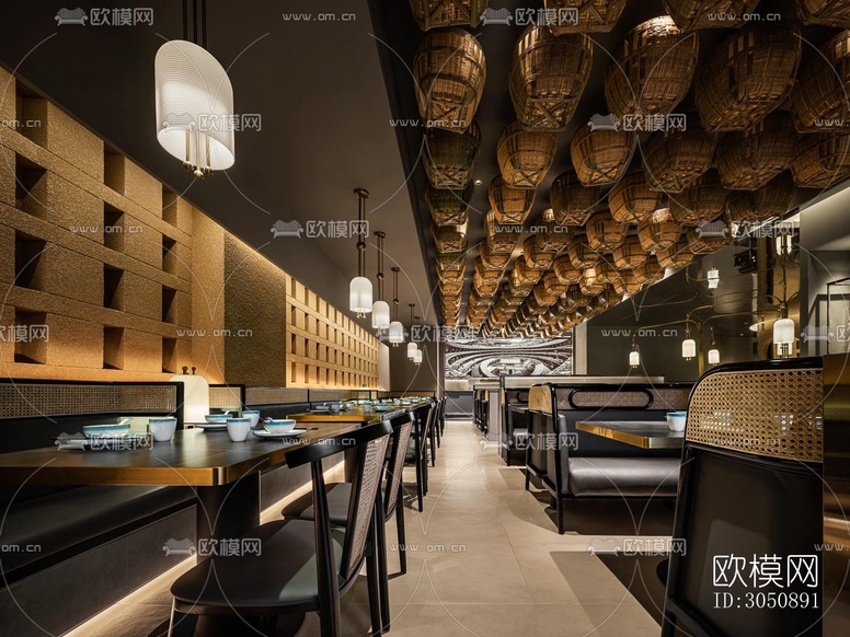 新中式中餐廳效果圖下載(渲染圖15)