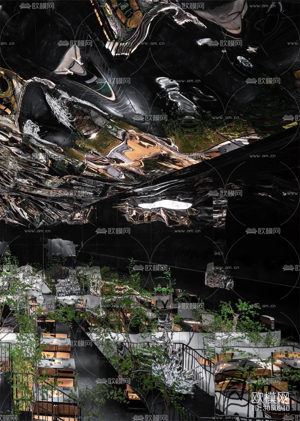 高级灰火锅烤肉效果图下载（渲染图2）