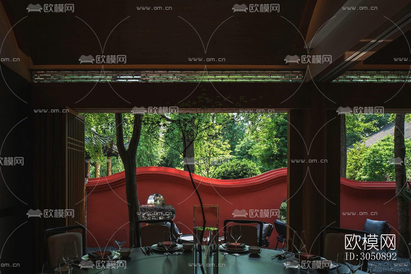 新中式中餐廳效果圖下載（渲染圖6）
