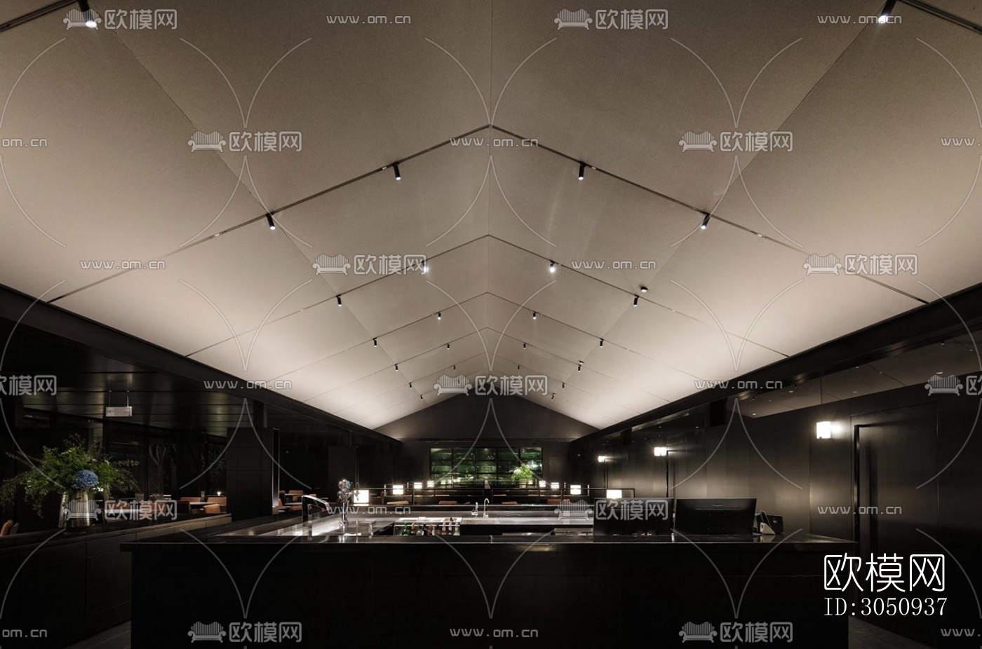 高级灰火锅烤肉效果图下载（渲染图10）