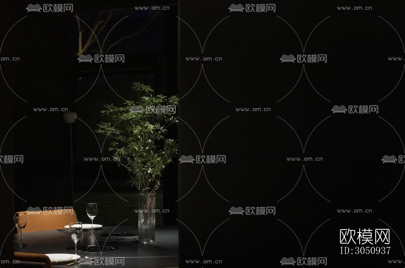 高级灰火锅烤肉效果图下载（渲染图2）