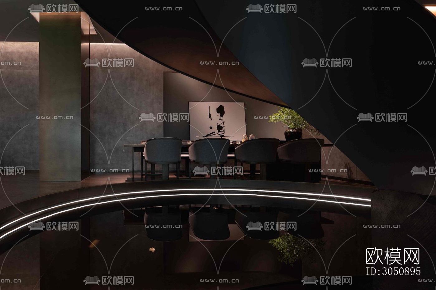 现代中餐厅效果图下载（渲染图6）