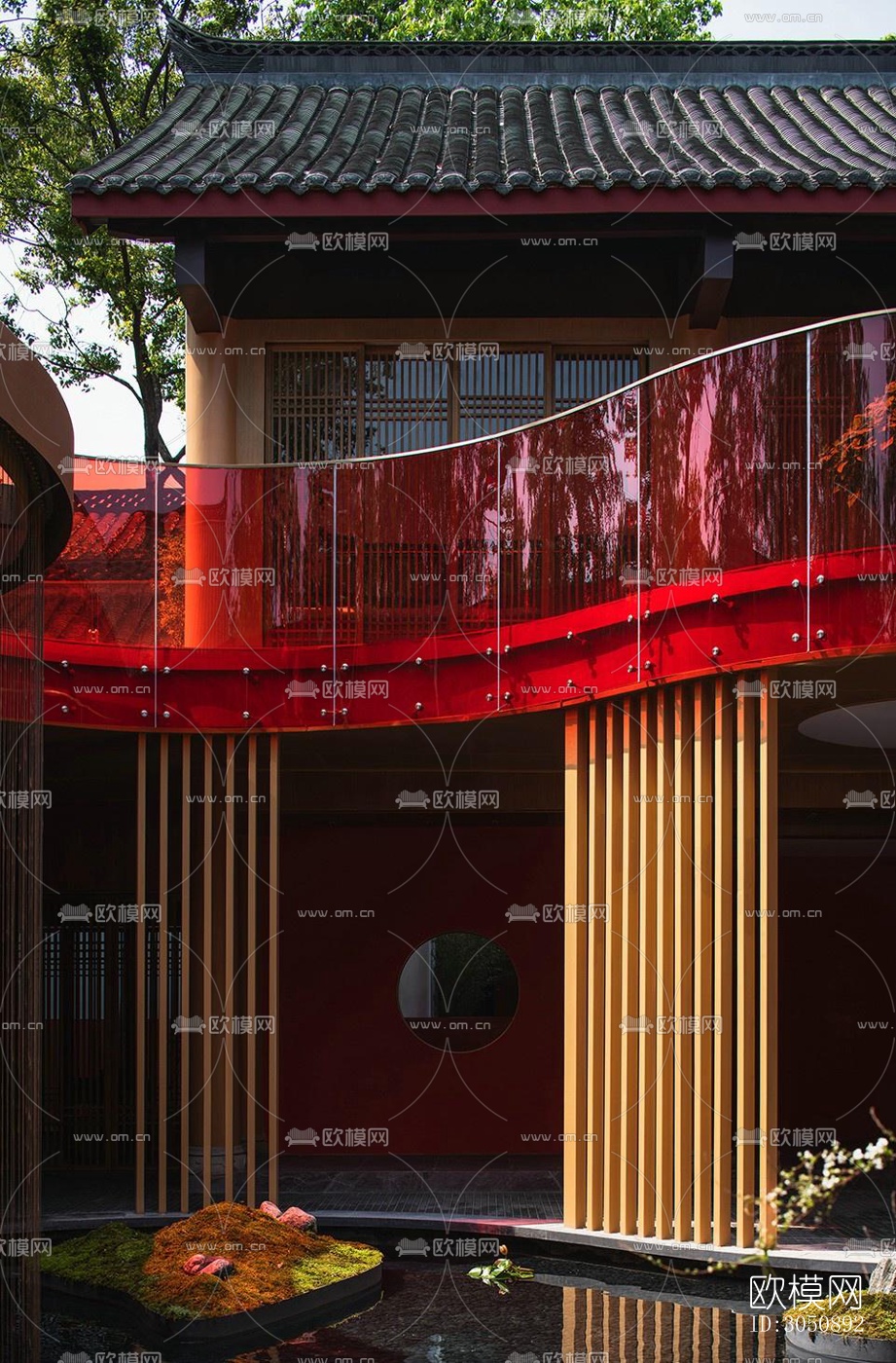 新中式中餐廳效果圖下載（渲染圖9）