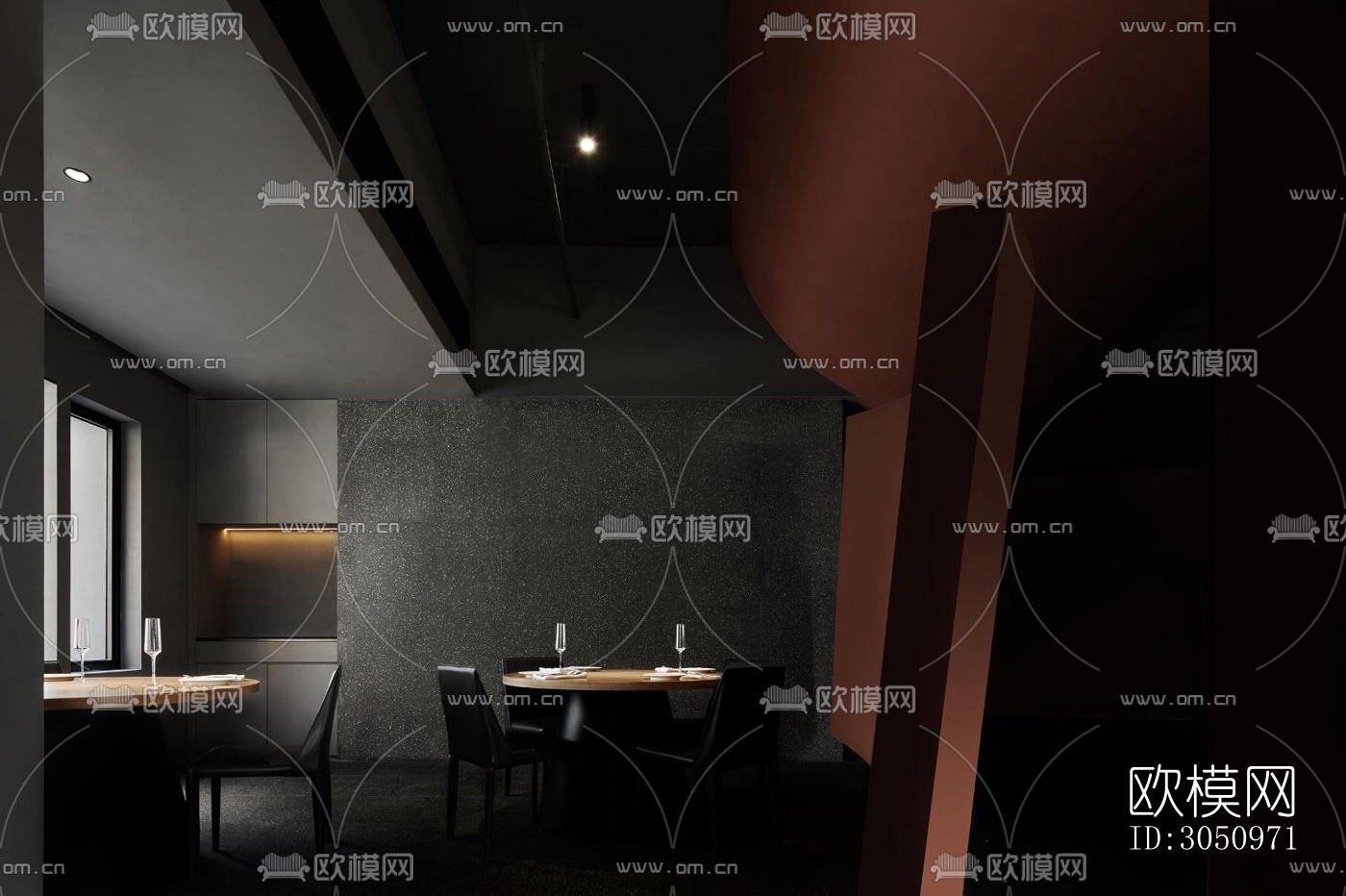 现代西餐厅效果图下载（渲染图1）