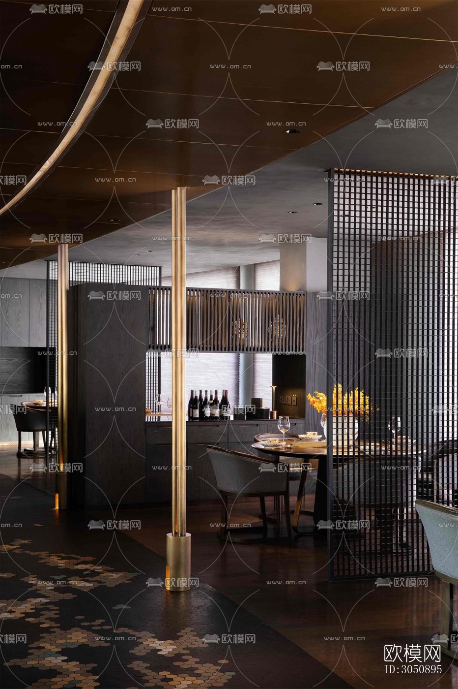 现代中餐厅效果图下载（渲染图8）