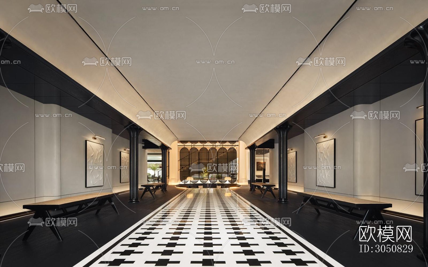 中古风酒店民宿效果图下载（渲染图2）