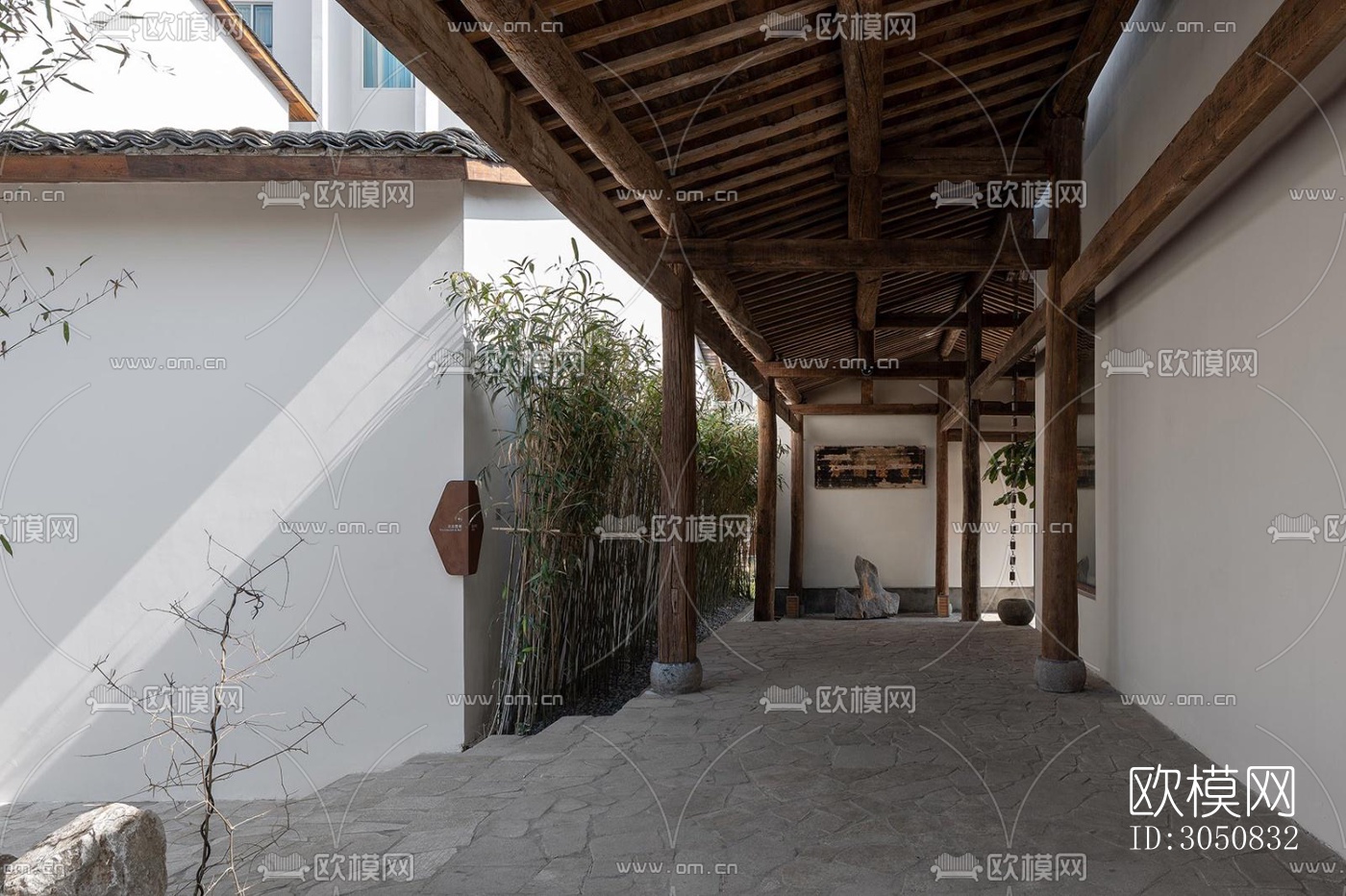 中式酒店民宿效果图下载（渲染图1）