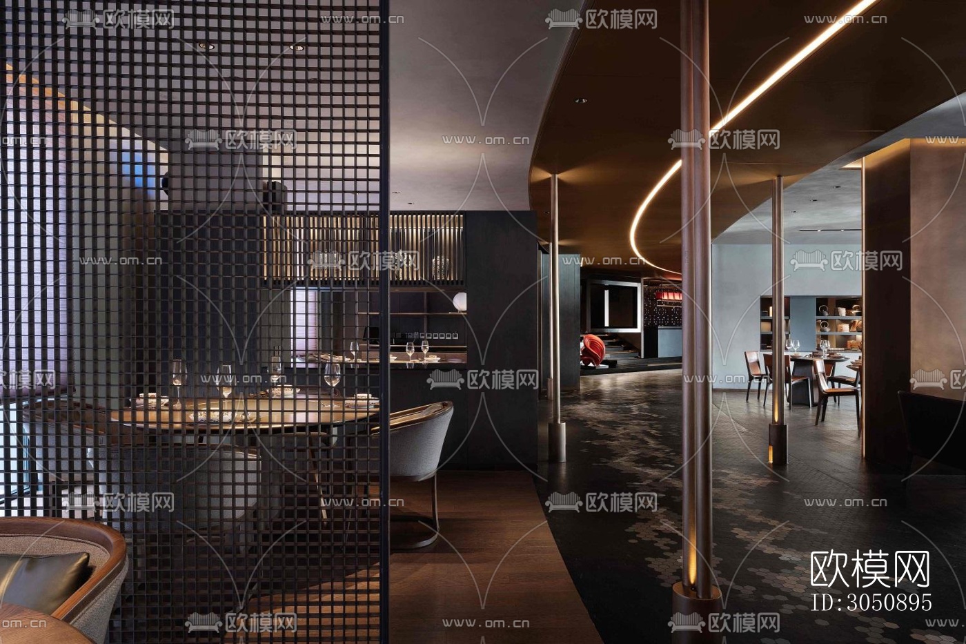 现代中餐厅效果图下载（渲染图12）
