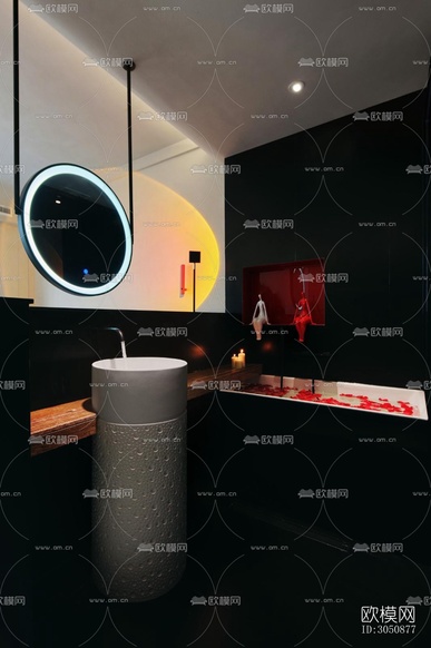 高级灰酒店民宿效果图下载(渲染图3)