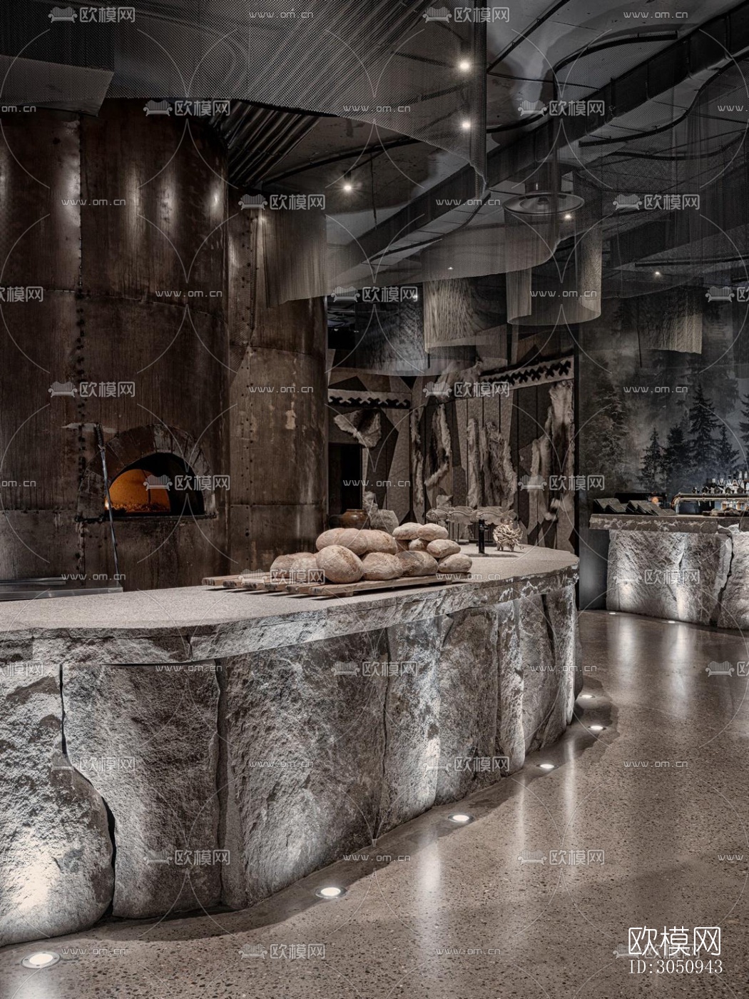 侘寂自助餐厅效果图下载（渲染图1）