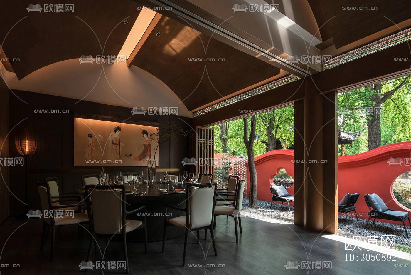 新中式中餐廳效果圖下載（渲染圖13）
