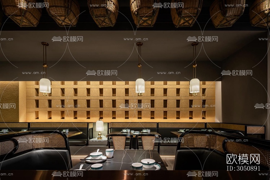 新中式中餐廳效果圖下載(渲染圖9)