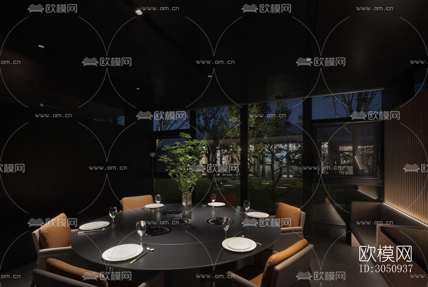 高级灰火锅烤肉效果图下载（渲染图4）