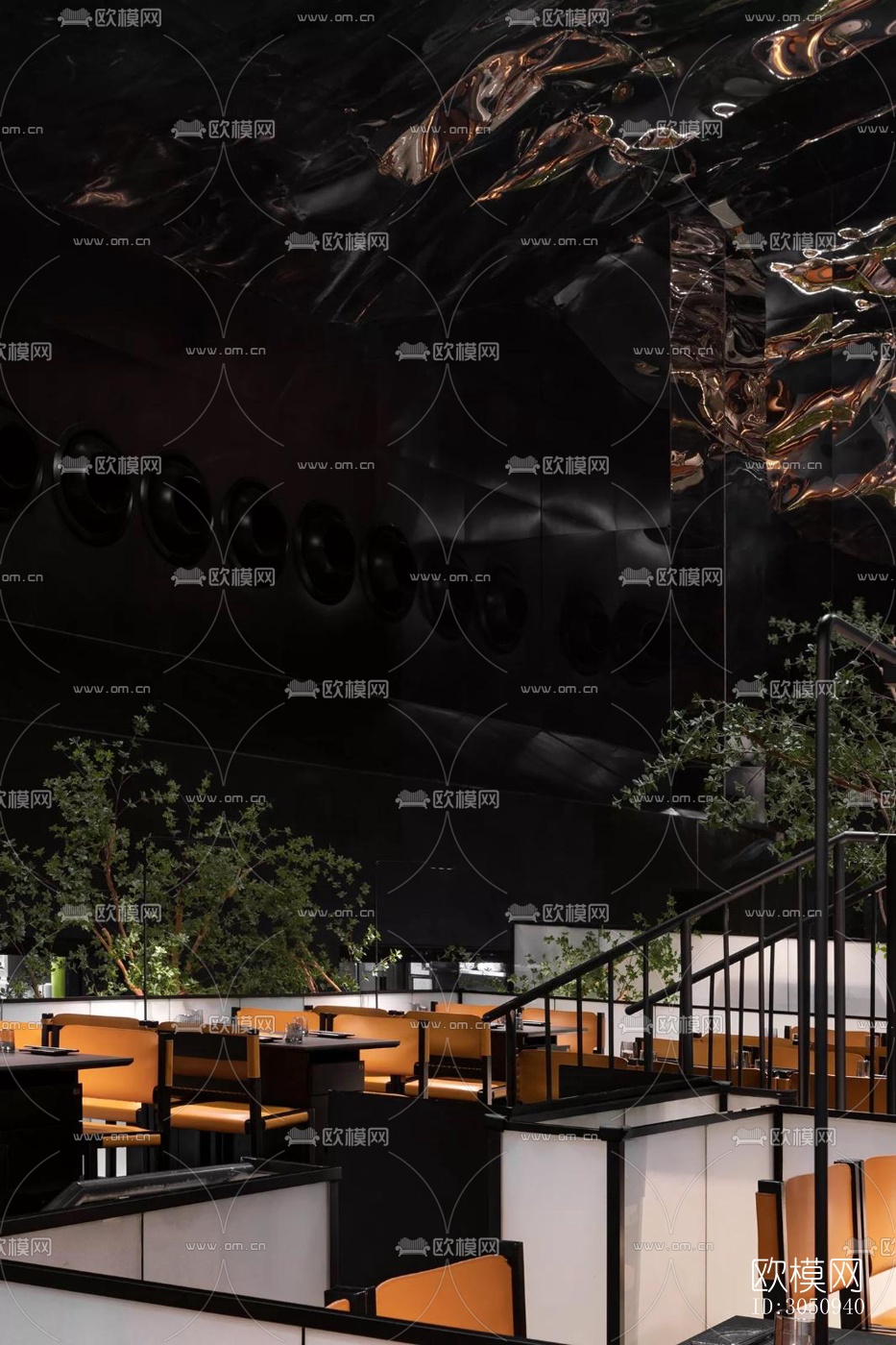 高级灰火锅烤肉效果图下载（渲染图3）