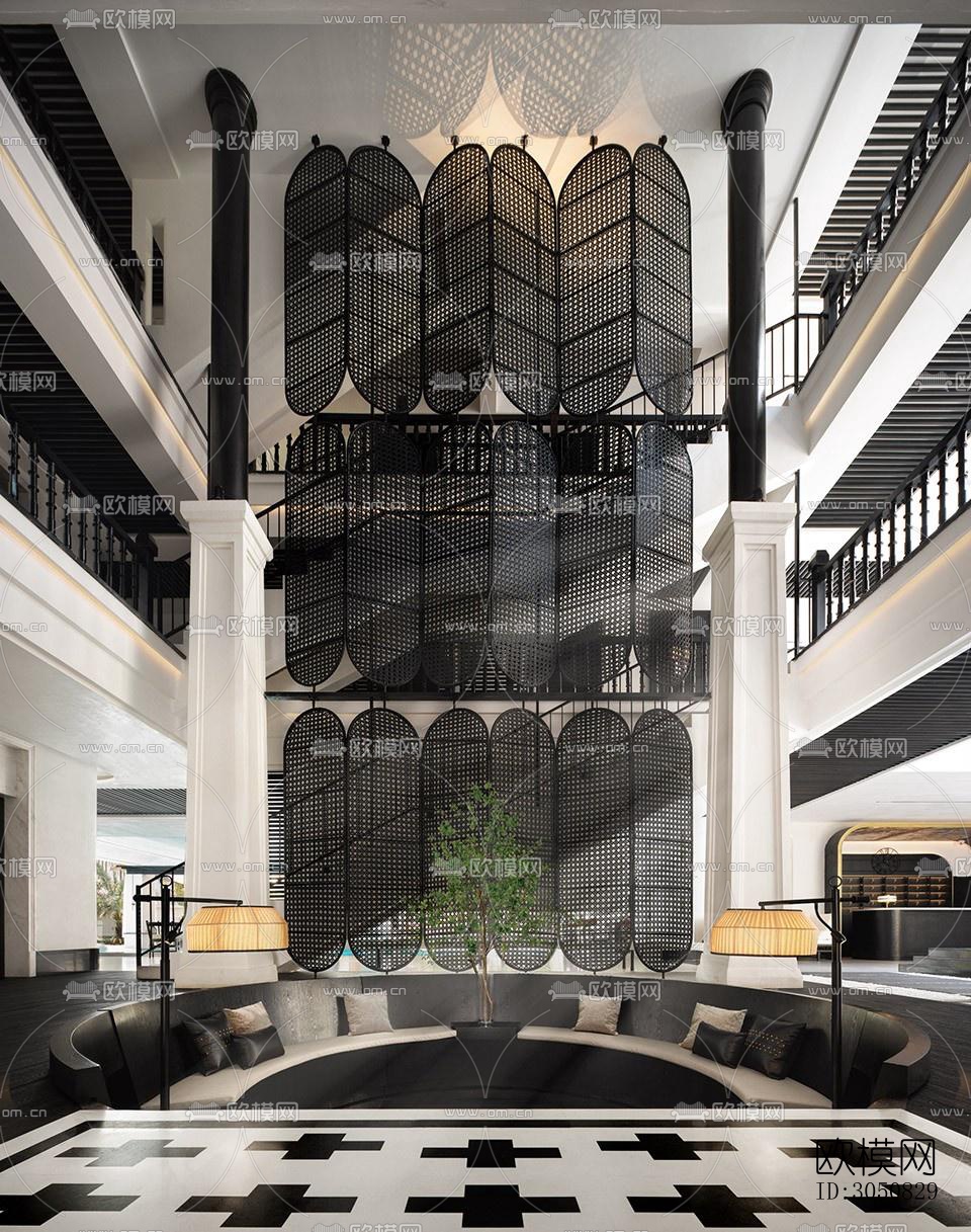 中古风酒店民宿效果图下载（渲染图11）