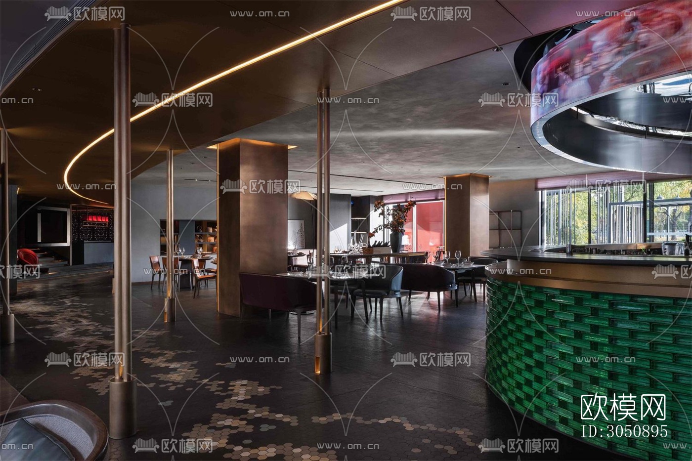 现代中餐厅效果图下载（渲染图7）