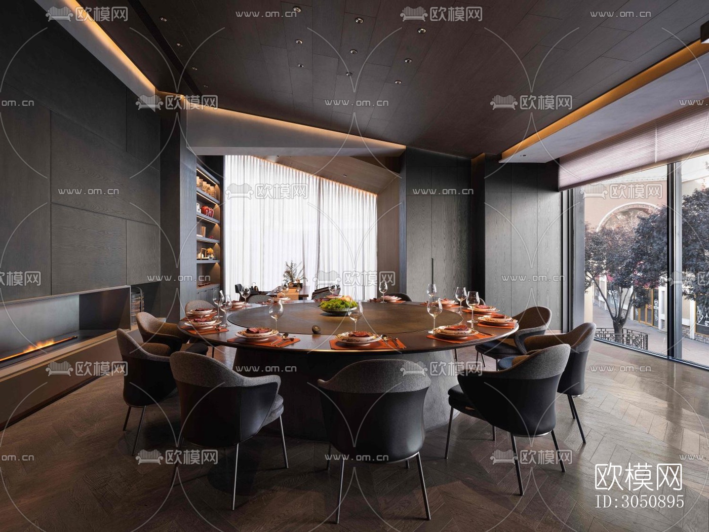 现代中餐厅效果图下载（渲染图11）