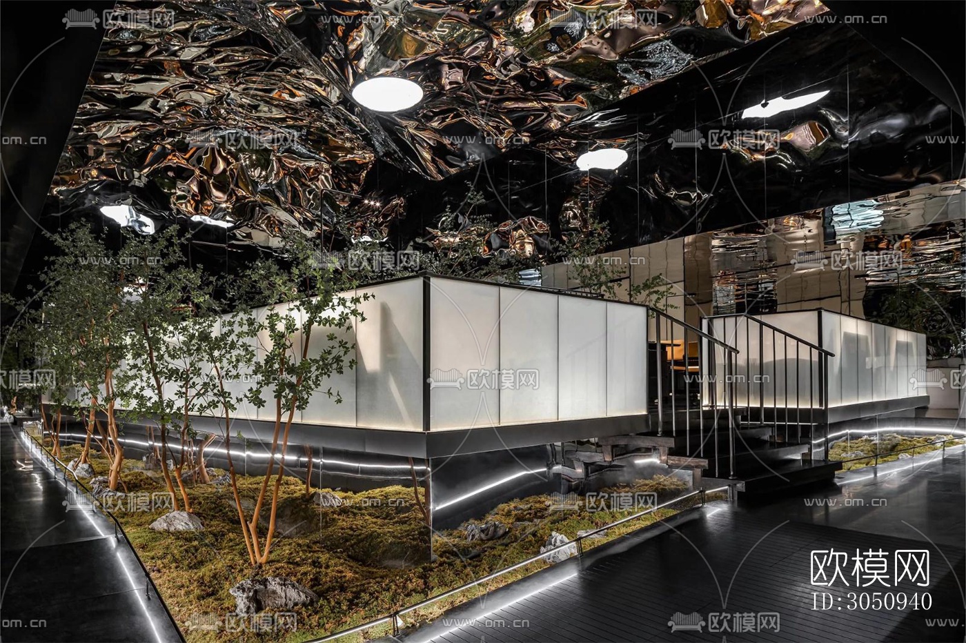 高级灰火锅烤肉效果图下载（渲染图4）