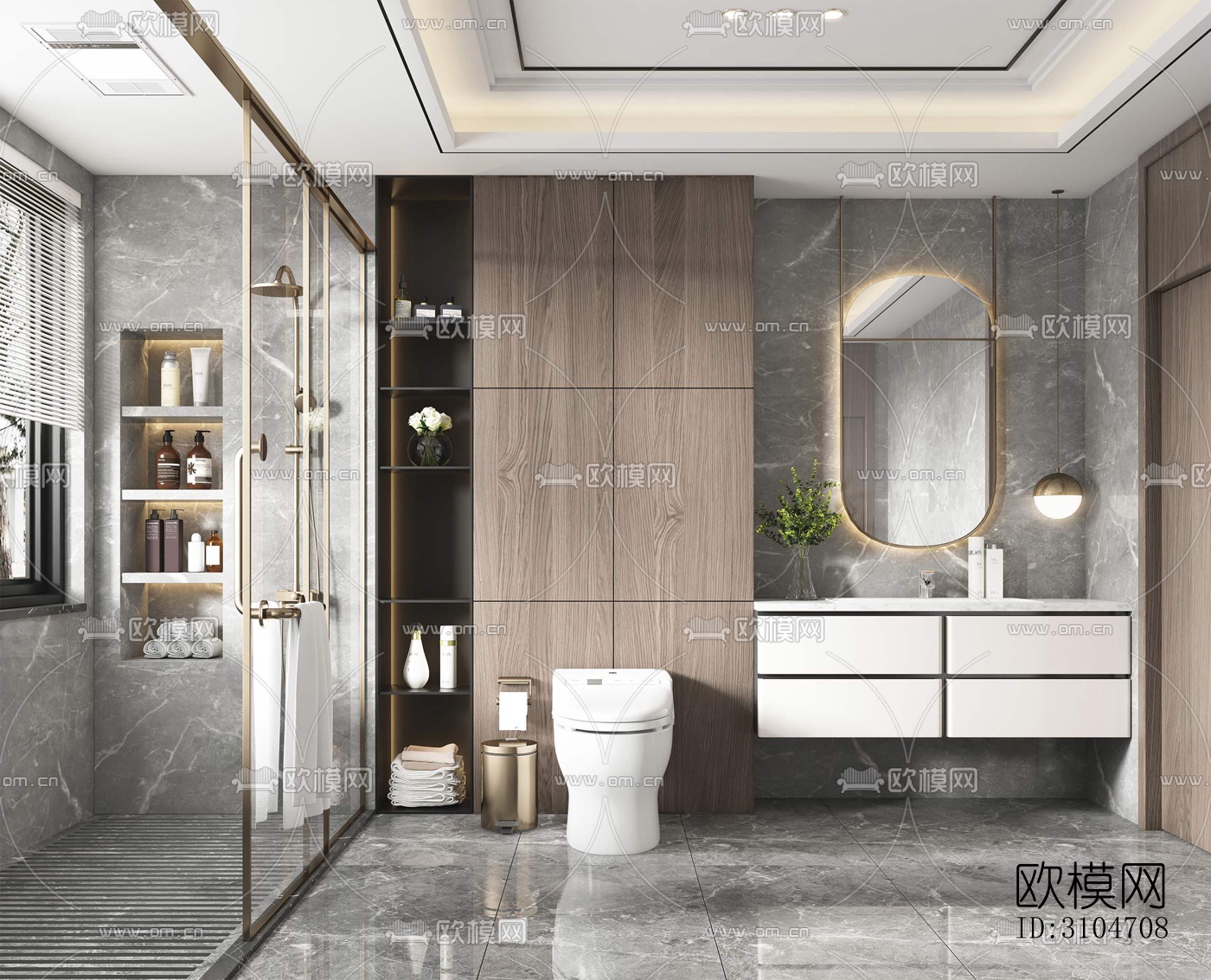 现代卫生间效果图下载（渲染图4）