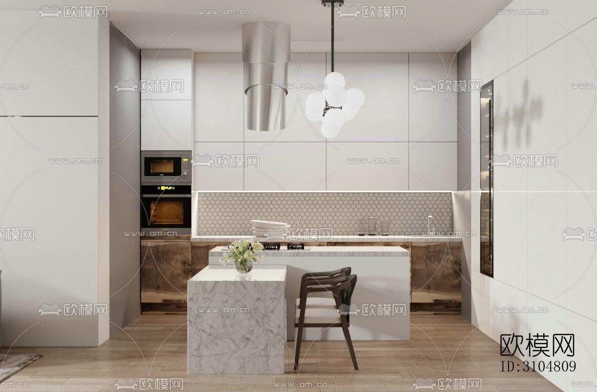 北欧厨房效果图下载（渲染图3）