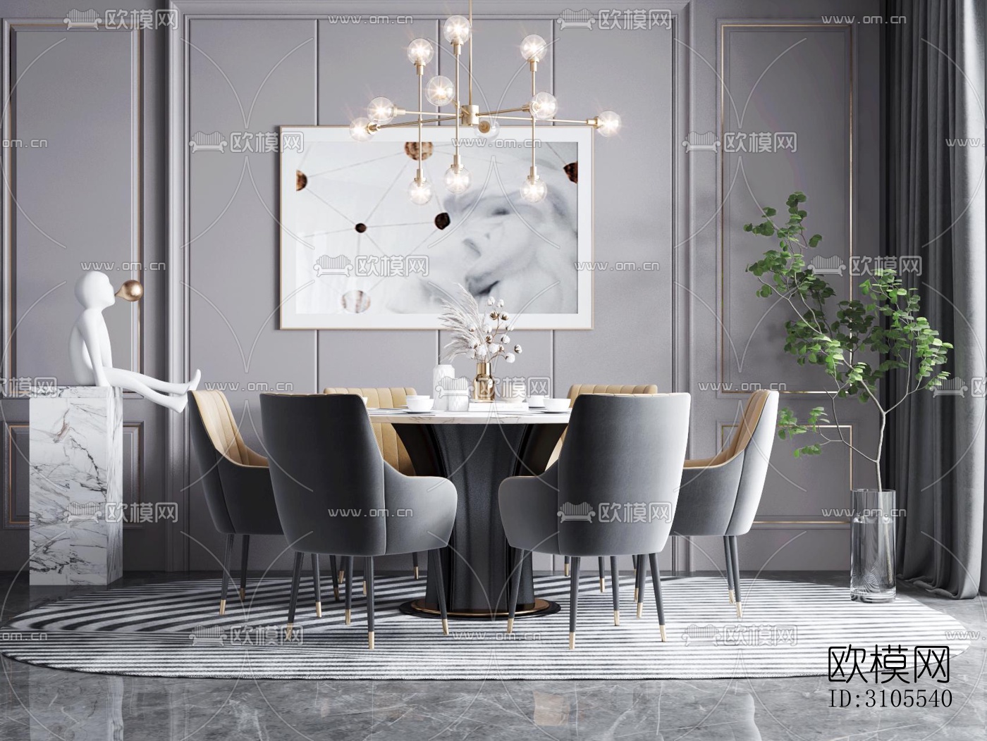 现代餐厅效果图下载（渲染图5）