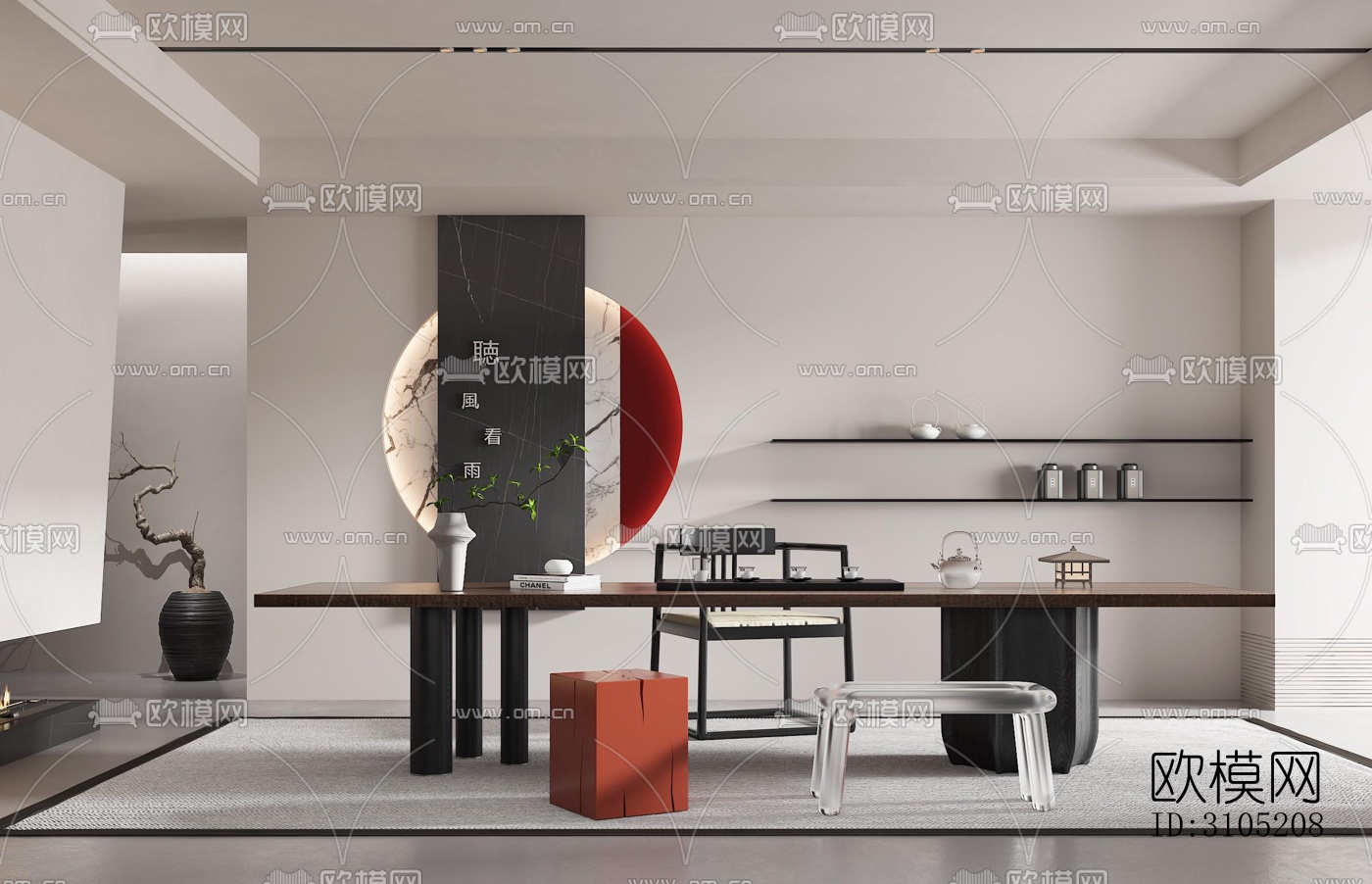 新中式茶室效果图下载（渲染图5）