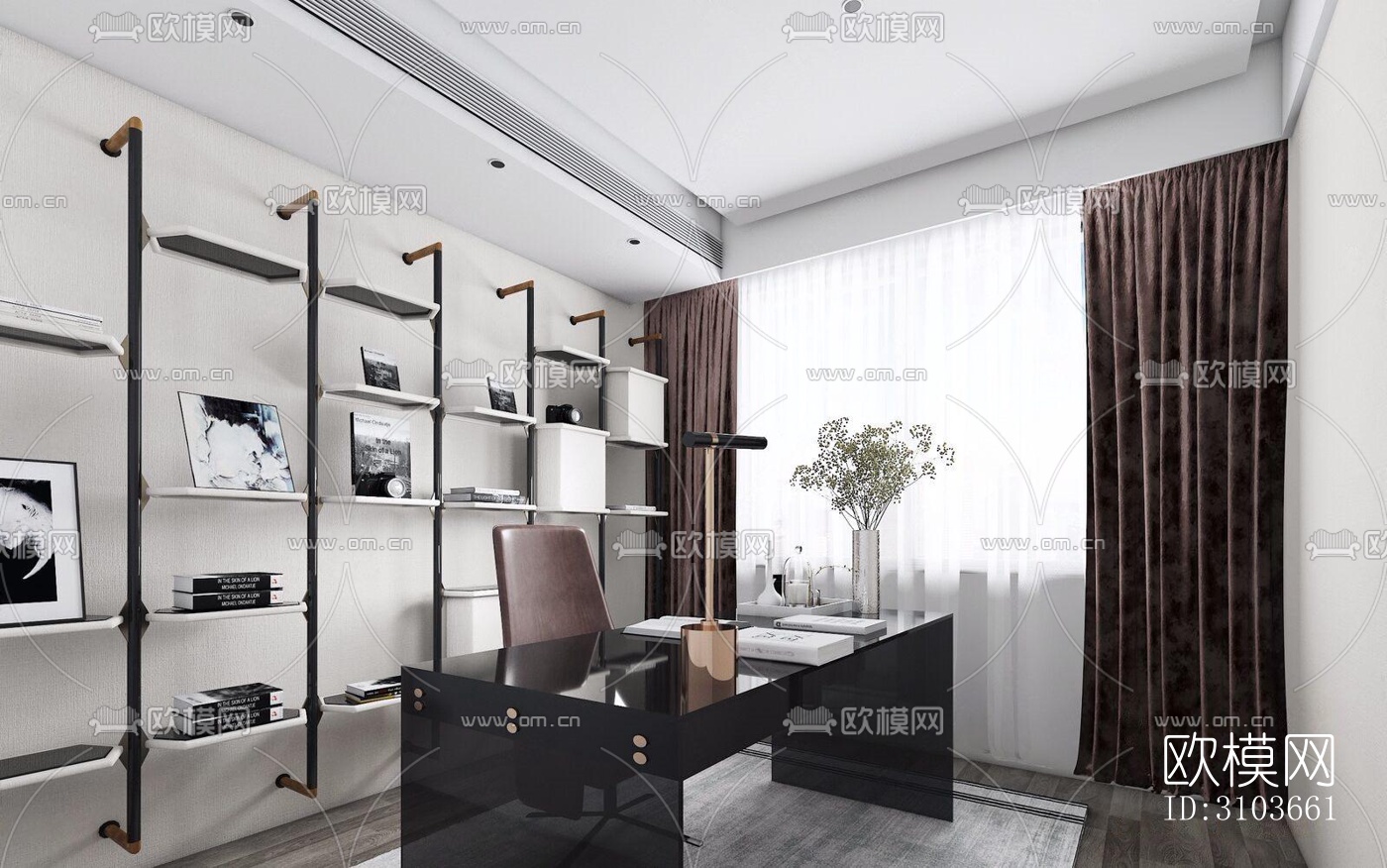 现代书房效果图下载（渲染图5）