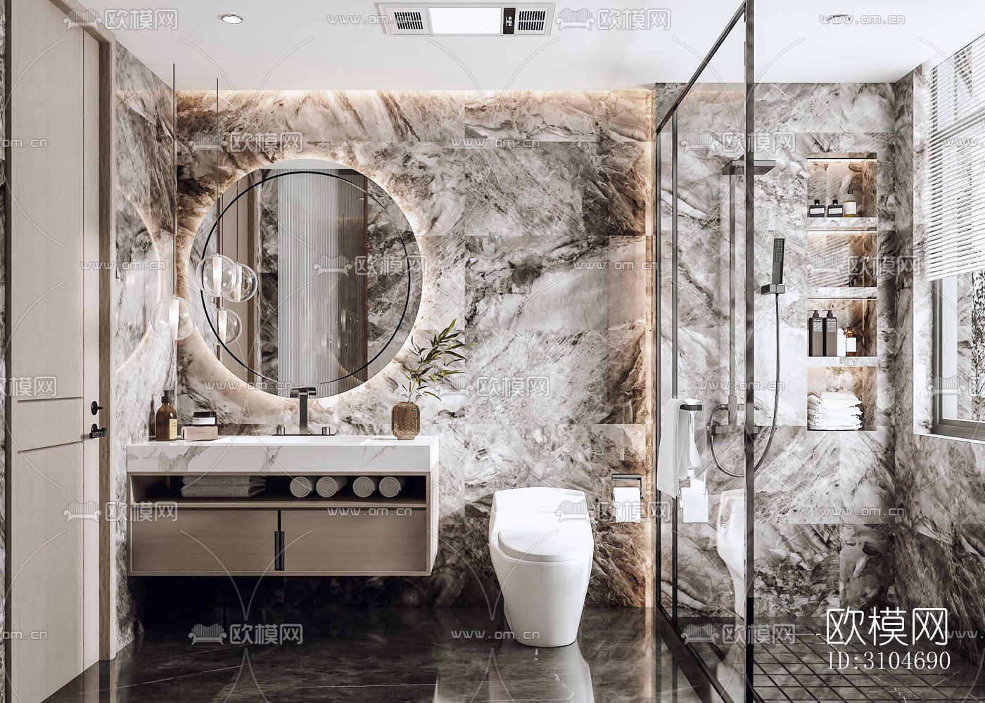 现代卫生间效果图下载（渲染图1）