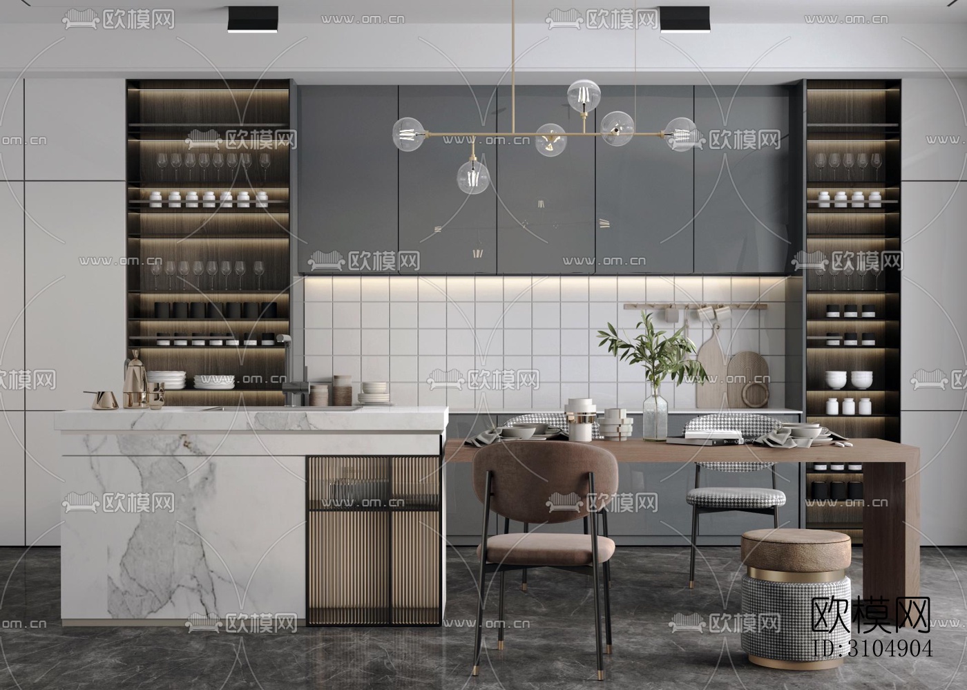 日式厨房效果图下载（渲染图4）