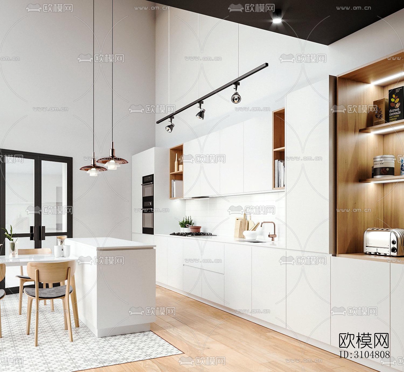 北欧厨房效果图下载（渲染图4）