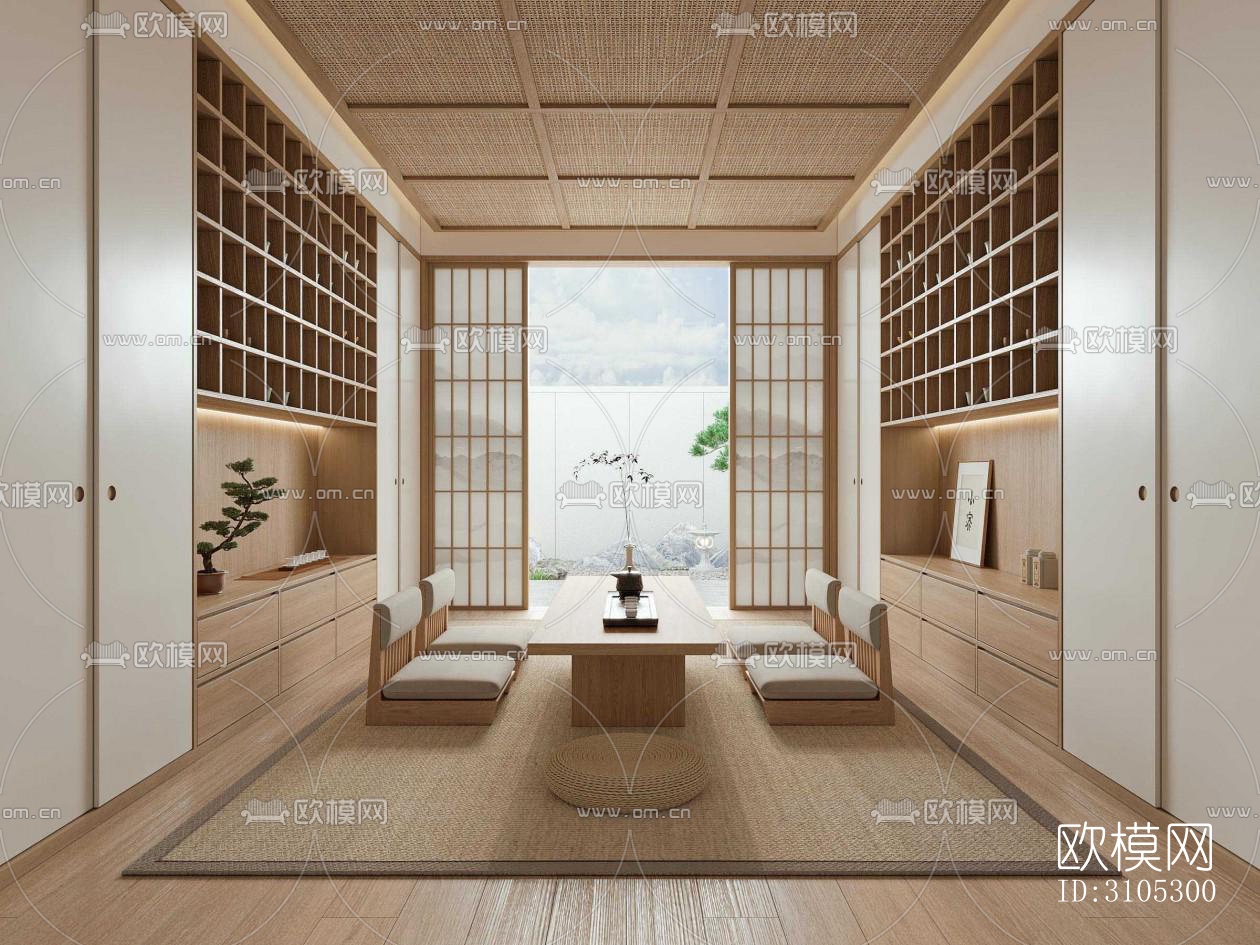 日式茶室效果图下载（渲染图1）