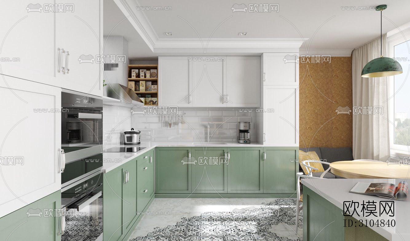 北欧厨房效果图下载（渲染图4）