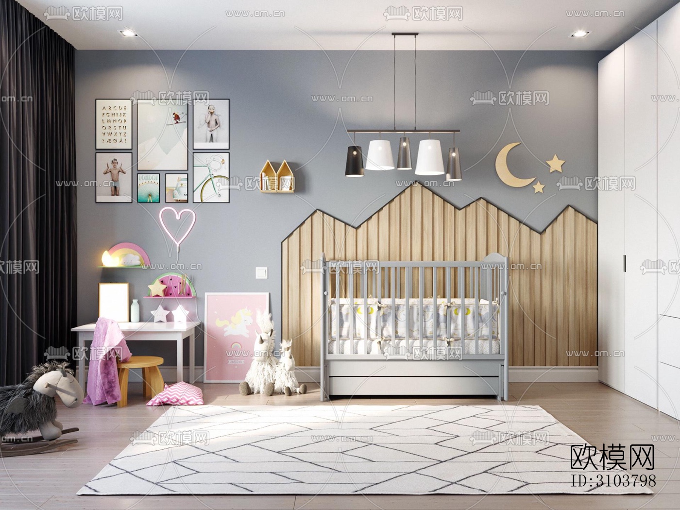 北欧儿童房效果图下载（渲染图3）