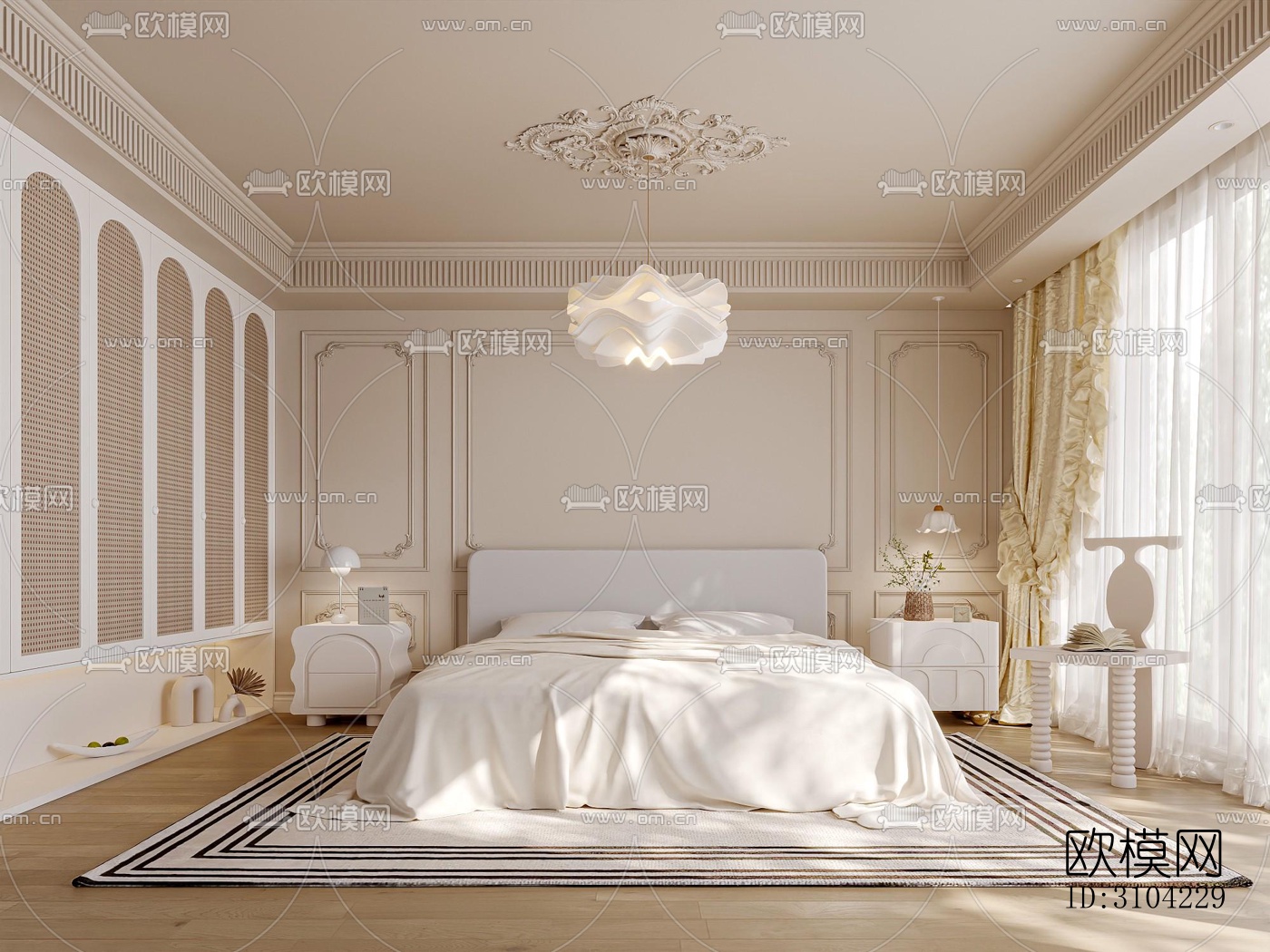 法式卧室效果图下载（渲染图3）