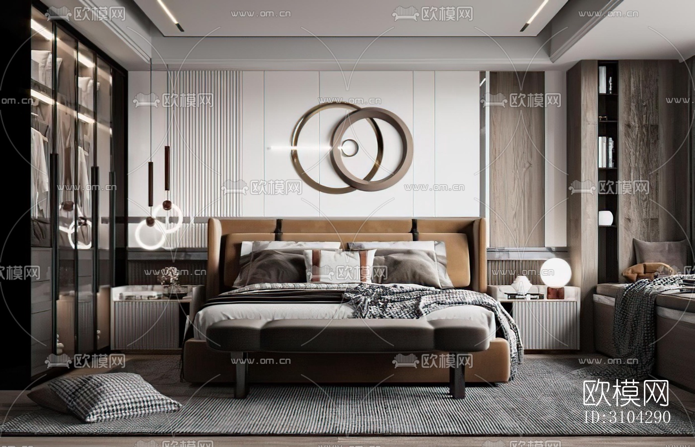 现代卧室效果图下载（渲染图4）
