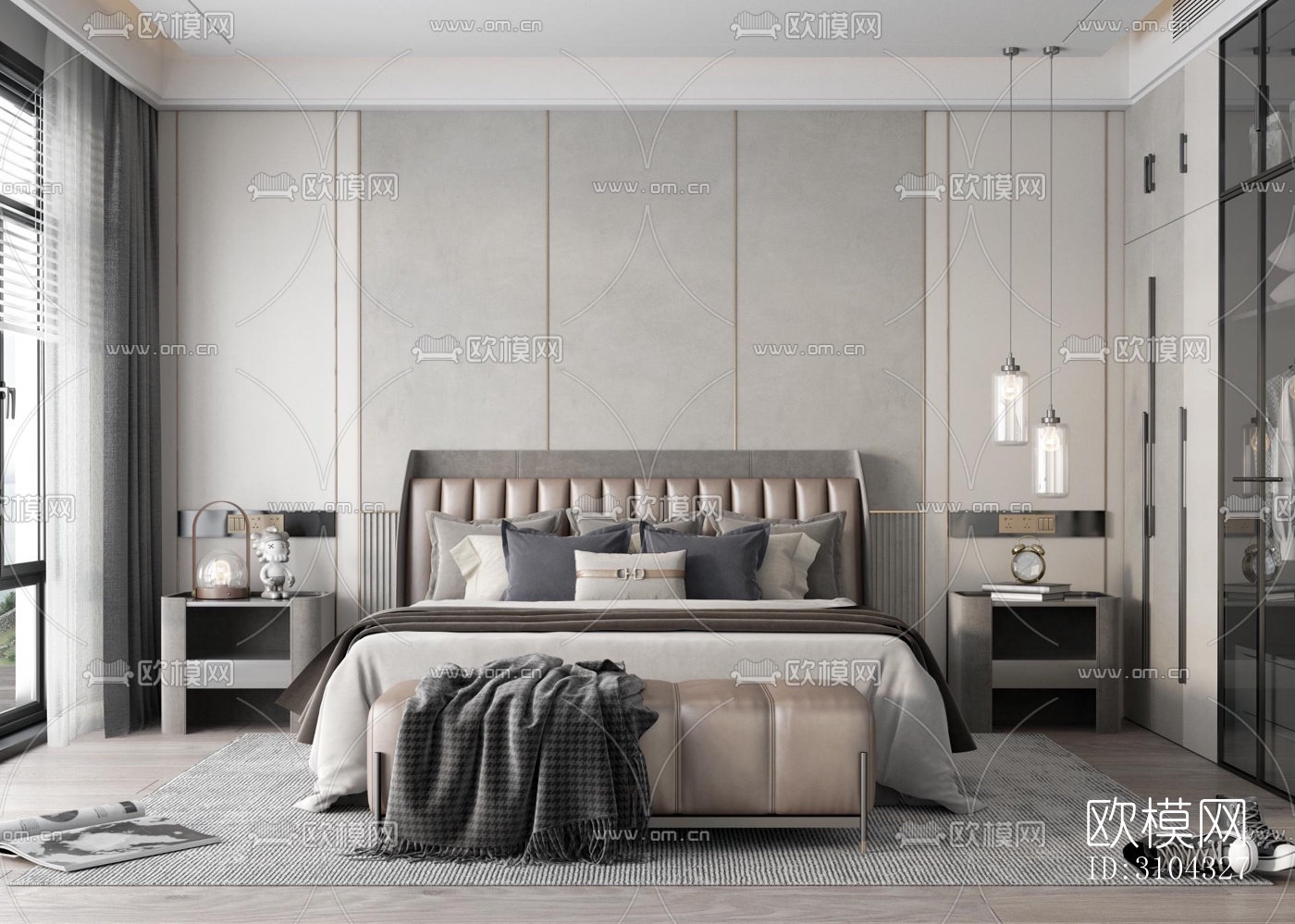 现代卧室效果图下载（渲染图2）